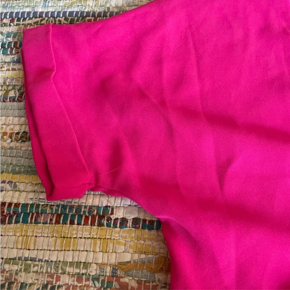 Bright Pink V-Neck Tiered Dress - Picture 3 of 4